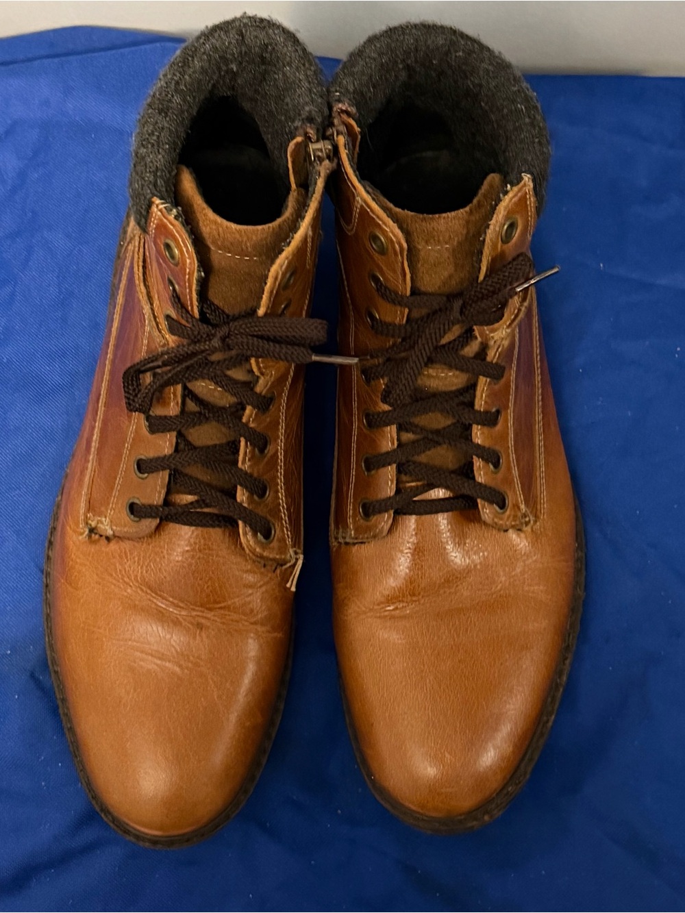 Men's Brown 100% Leather Lace-Up Boots